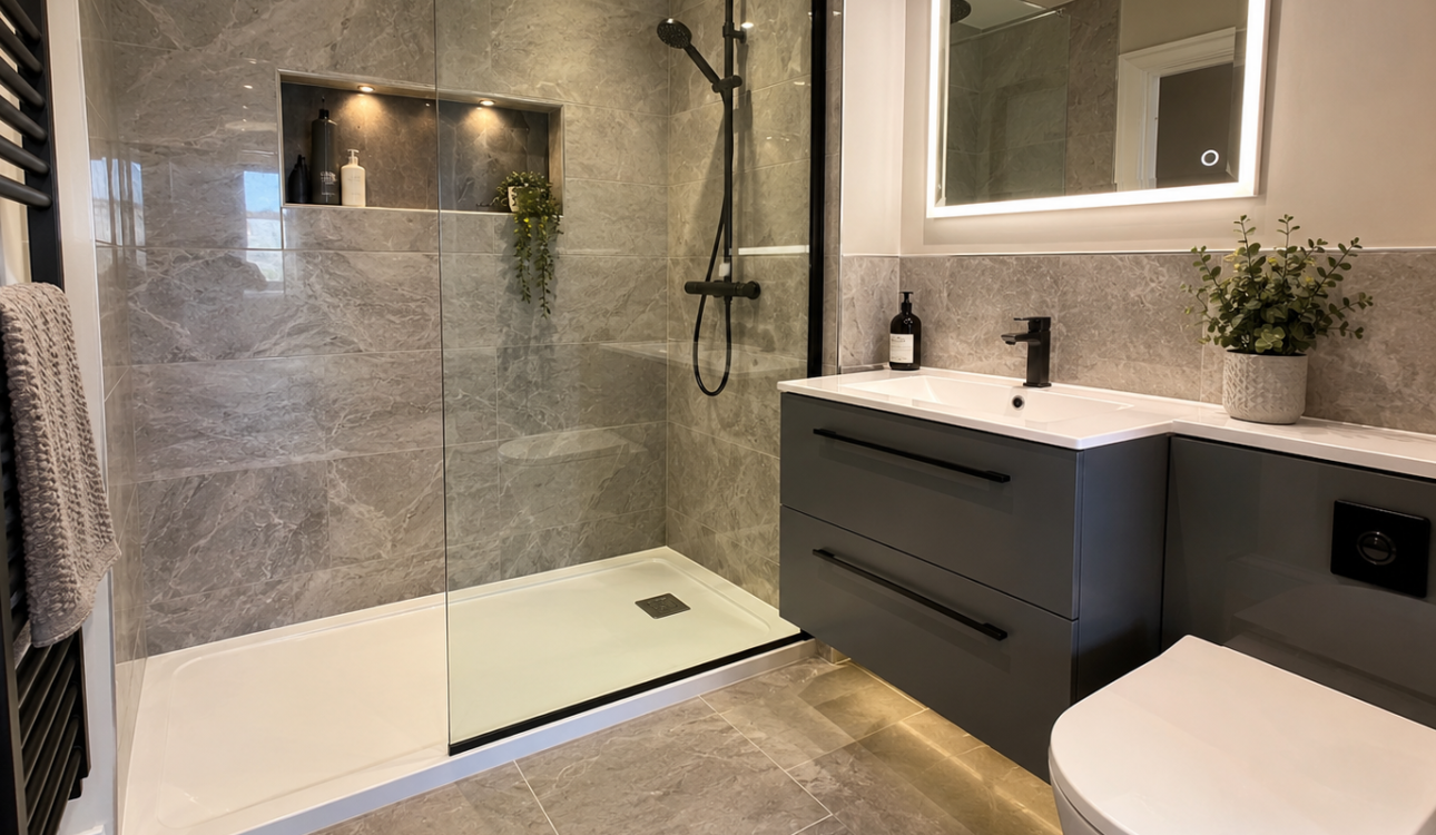 Bathroom fitter Preston installing modern bathroom